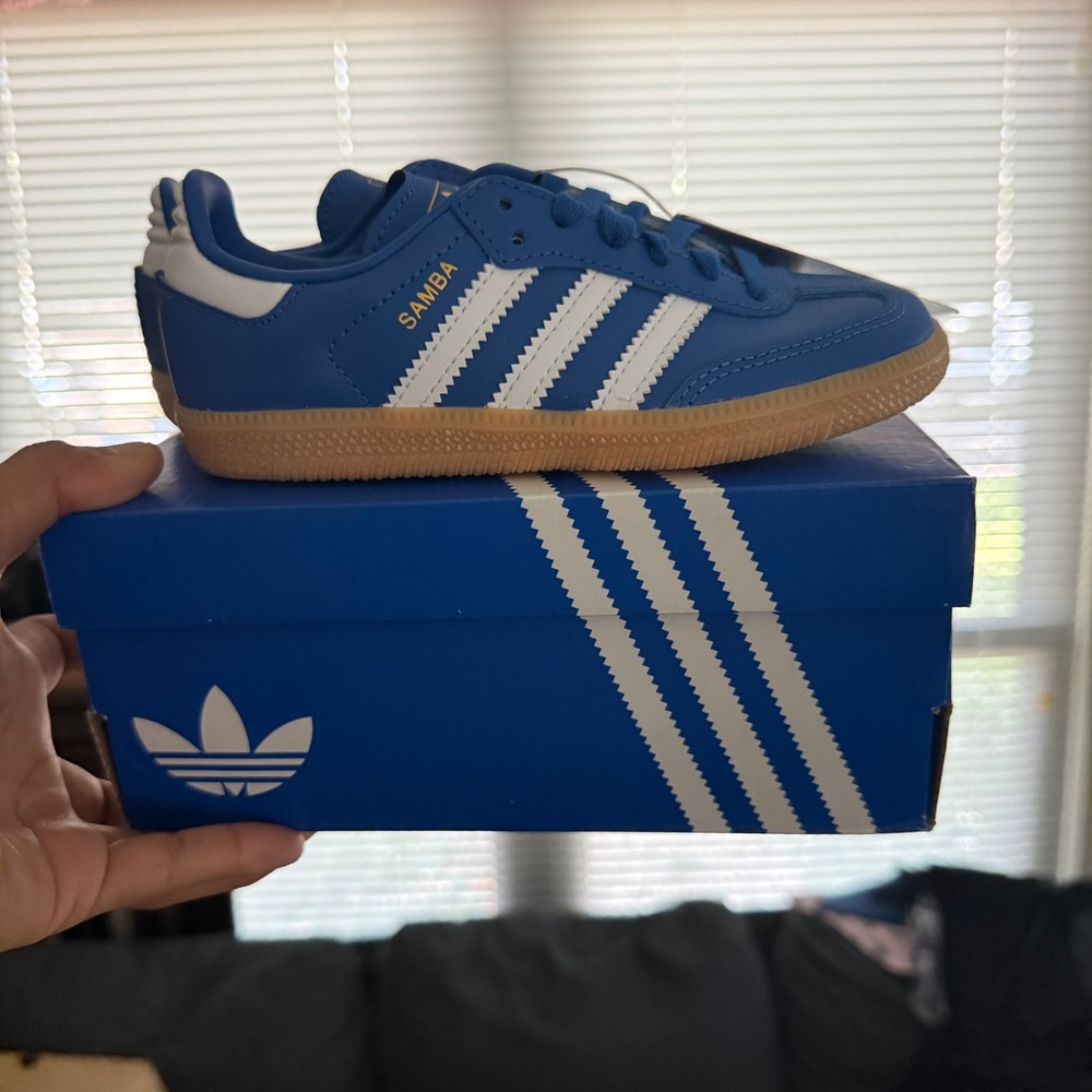 Adidas Samba OG C Kids Blue White Gum Sole Sneakers JR7431 Size 11K